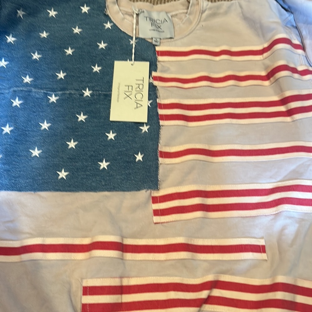 NWT FP x Tricia Fix American flag Blue Star and Red Stripe Sweatshirt size S-L - Picture 11 of 11